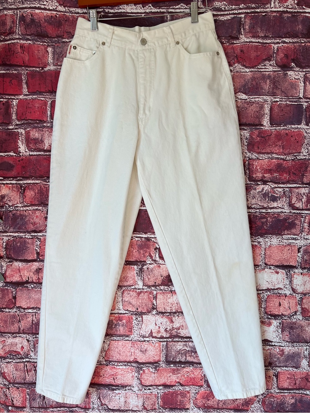 Vintage Match Jeanswear White High Waisted Tapered Mom Jeans 12
